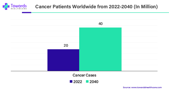Cancer Patients Worldwide from 2022 - 2040 (in Million)