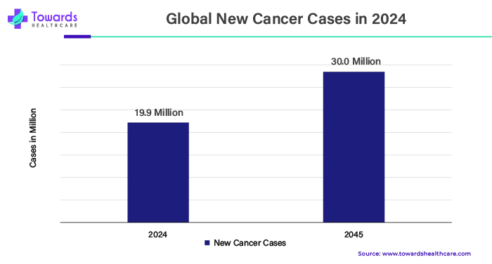 Global New Cancer Cases in 2024 - 2045